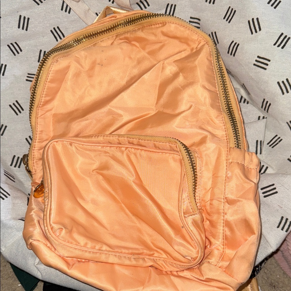 Peach Backpack with Front Pocket